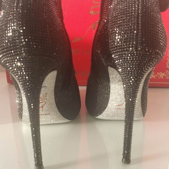 ❌SOLD❌RENÉ CAOVILLA Strass Cage Ankle Boots Black - Picture 2 of 6